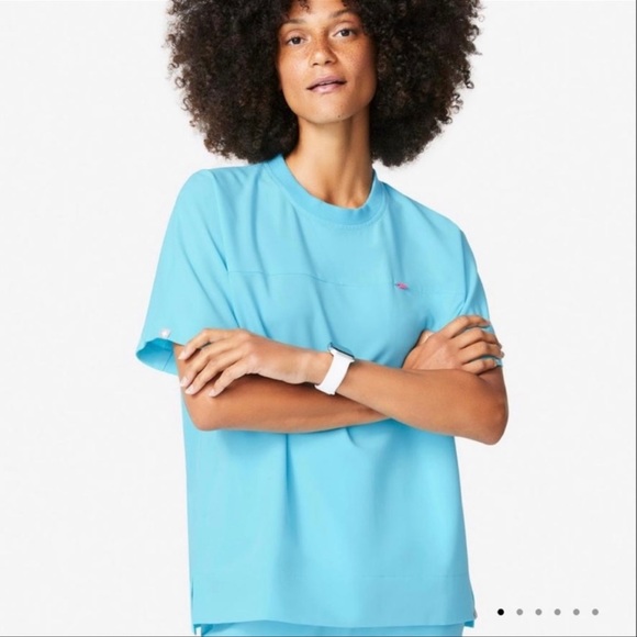 Figs Tops - Figs Limited Edition Lismore Crew Neck Scrub Top Neon Blue Extra Small XS NWT